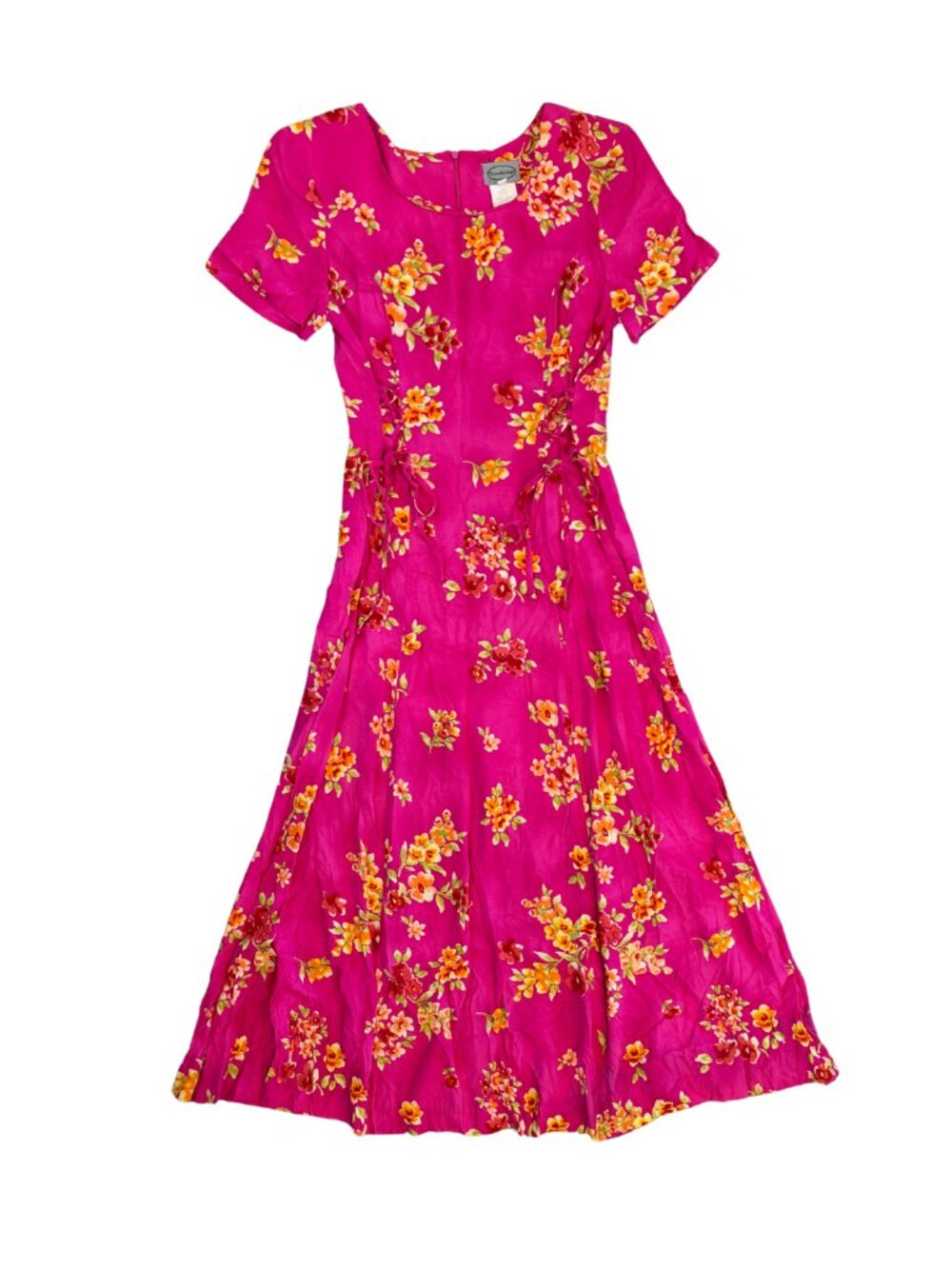 NWT Vintage Stonebridge Side Tie Maxi Summer Dress Short Sleeve Pink Floral Sz